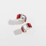 Costume Gem Earring, Color: Red, Size: O/S