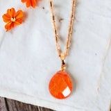 Teardrop Stone NK, Color: Coral, Size: O/S