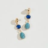 Gold Drop Earring, Color: Turq, Size: O/S