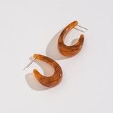 Oval Hoop Earring, Color: Brown, Size: O/S