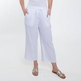 Cotton Wide Leg Crop, Color: White, Size: Small