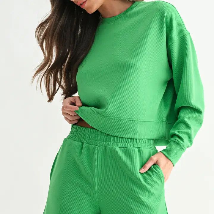 Rib Sweater, Color: Green Pop, Size: Small