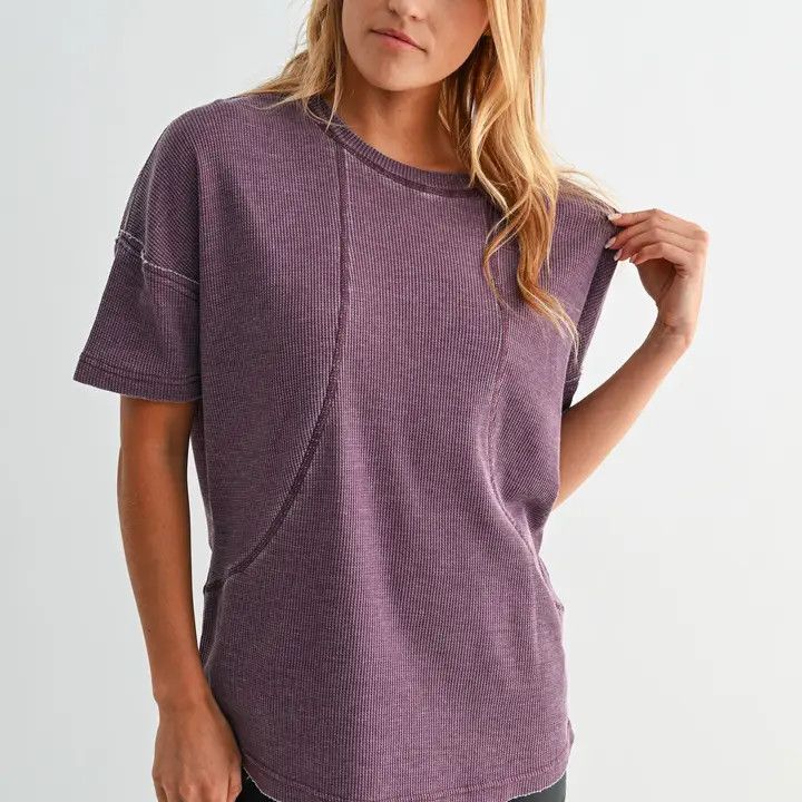 Waffle SS Tee, Color: Dark Plum, Size: Small