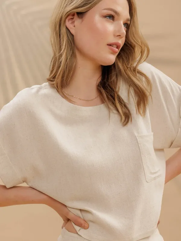 Linen SS Boxy Cut Top