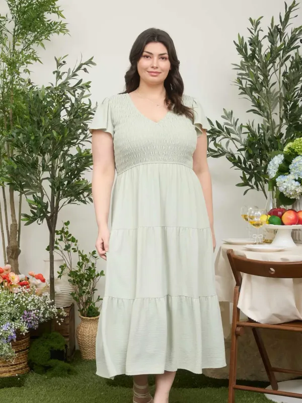 Flutter Sleeve Midi Dress