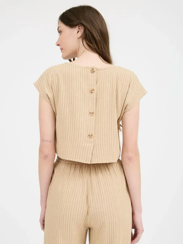 Pinstripe SS Linen Top