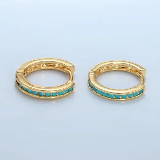 Huggie Earrings, Color: Turquoise, Size: O/S
