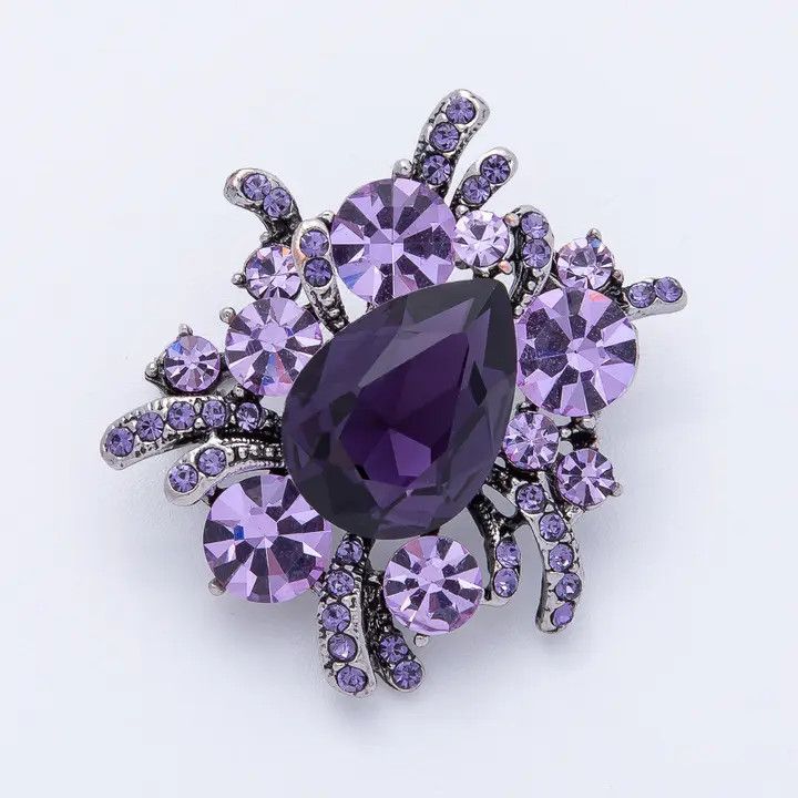 Silver Brooch, Color: Purple, Size: O/S