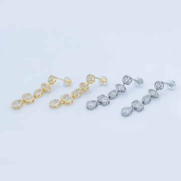 Geo Drop Stud Earrings, Color: G/S, Size: O/S