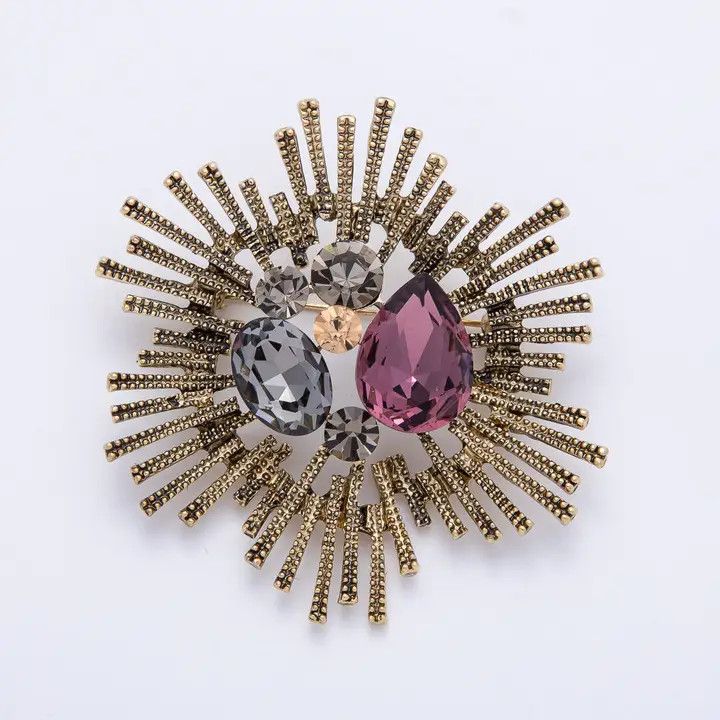 Mix Shape Crystal Brooch, Color: Multi, Size: O/S