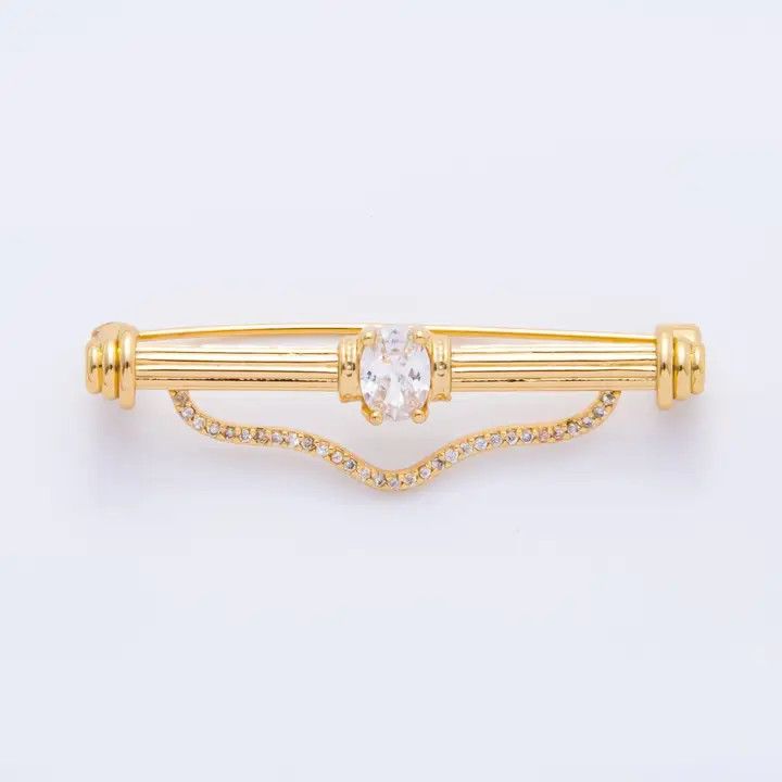 18K Gold Filled CZ Brooch Pin