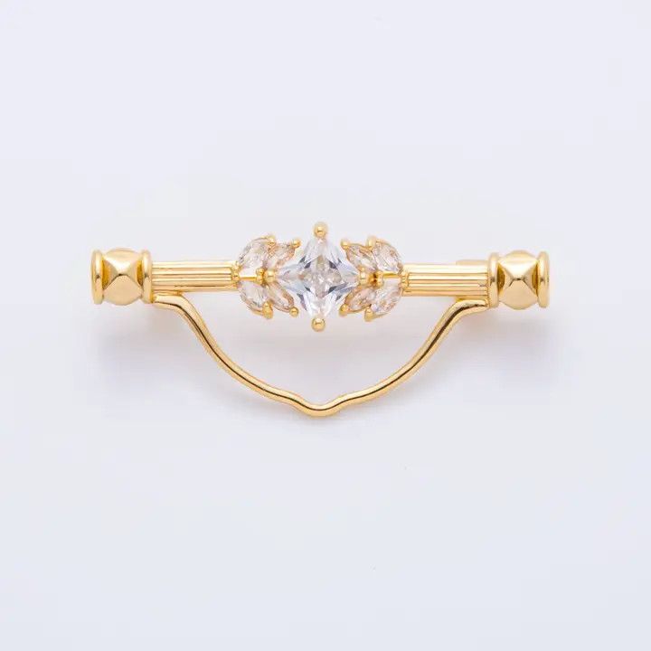 18K  Gold Filled  Lg CZ Brooch Pin