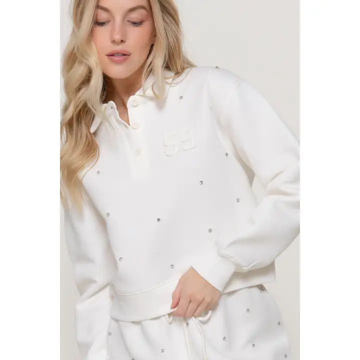 LS Scuba Polo Top, Color: Ivy/Cream, Size: Small