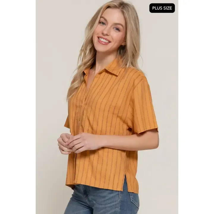 Dolman Slv Button Stripe