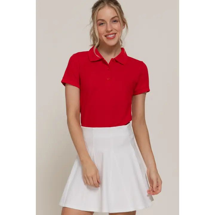 SS Pique Polo Top, Color: Red, Size: Small
