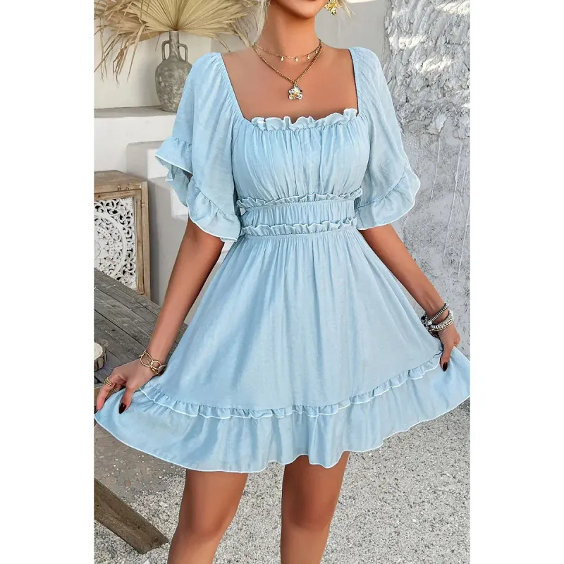 Square Neck Short Dress