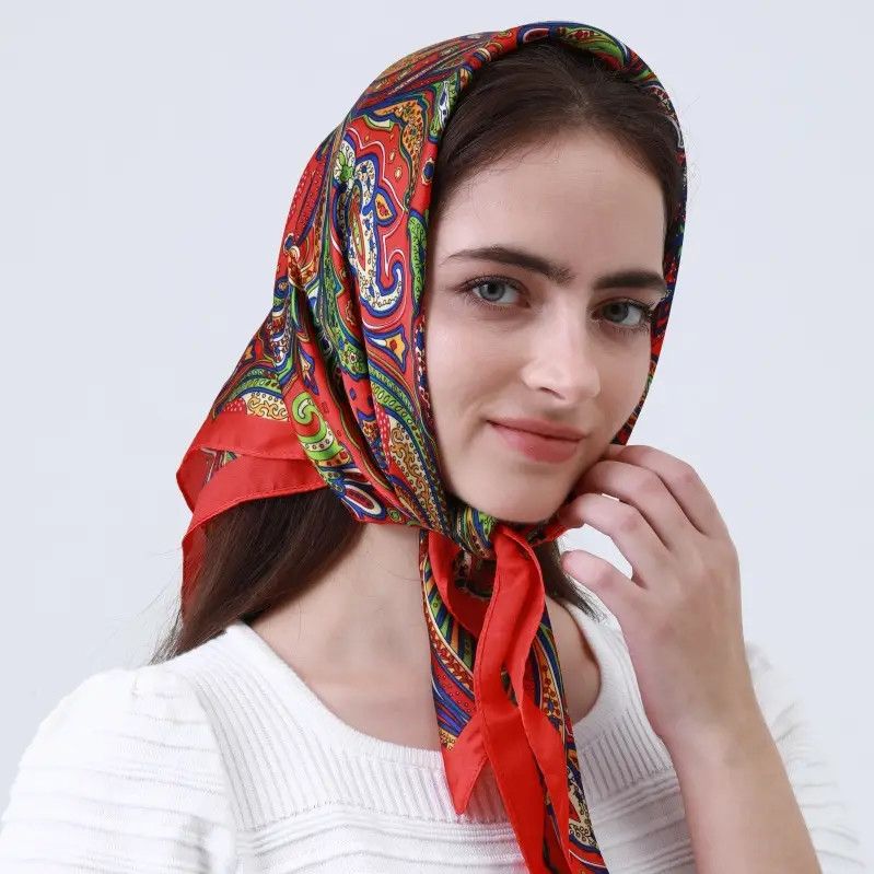 Paisley Print Scarf, Color: Red, Size: 26x26