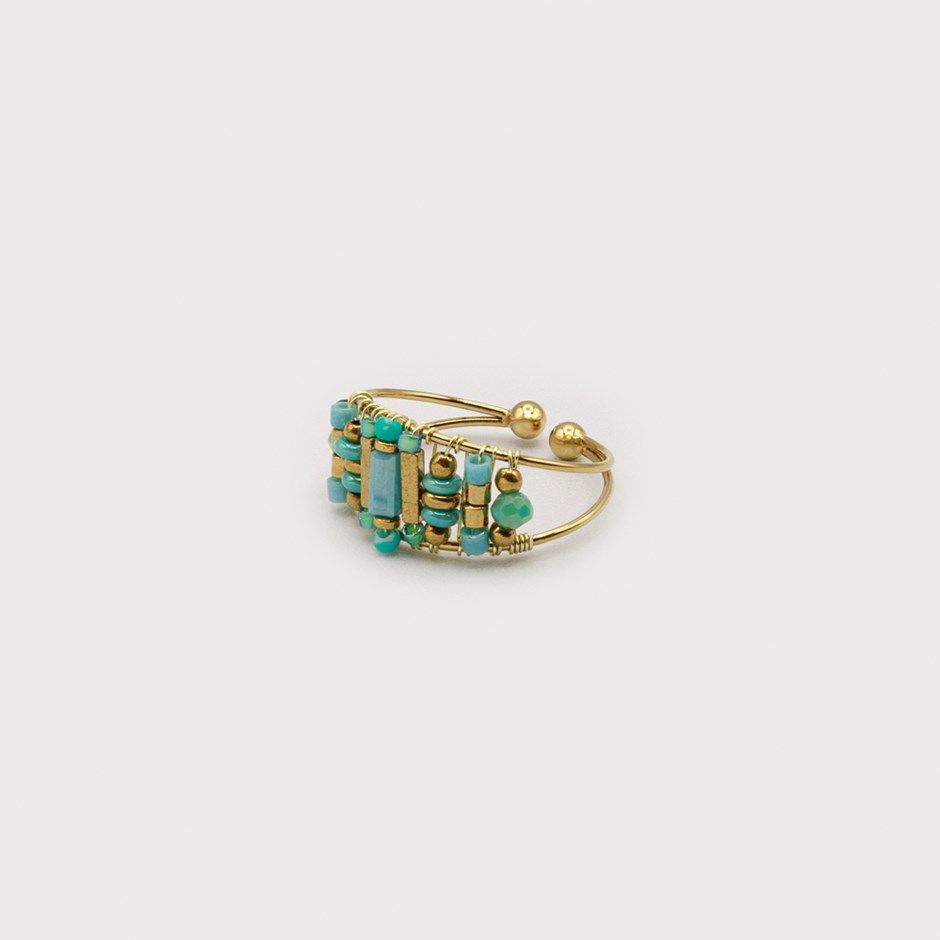 Cuff Ring with Stone, Color: Gold, Size: O/S