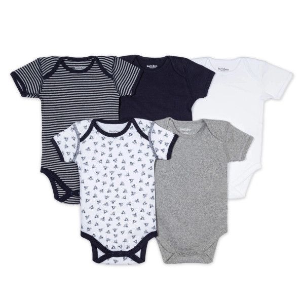 Set of 5 Bodysuit, Color: Blueberry, Size: 12M