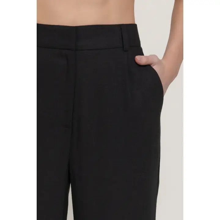 Linen Long Pants, Color: Black, Size: Small