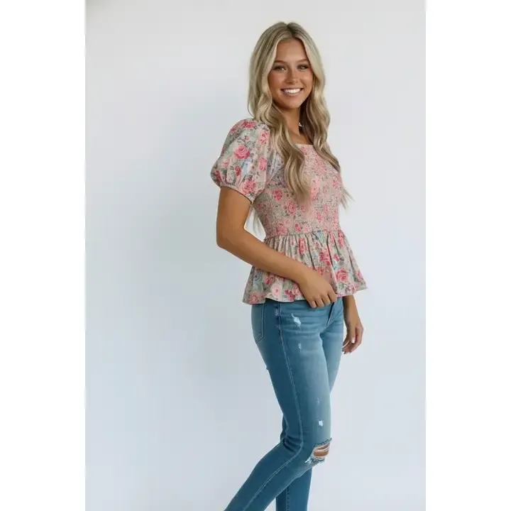 Smock Floral Peplum