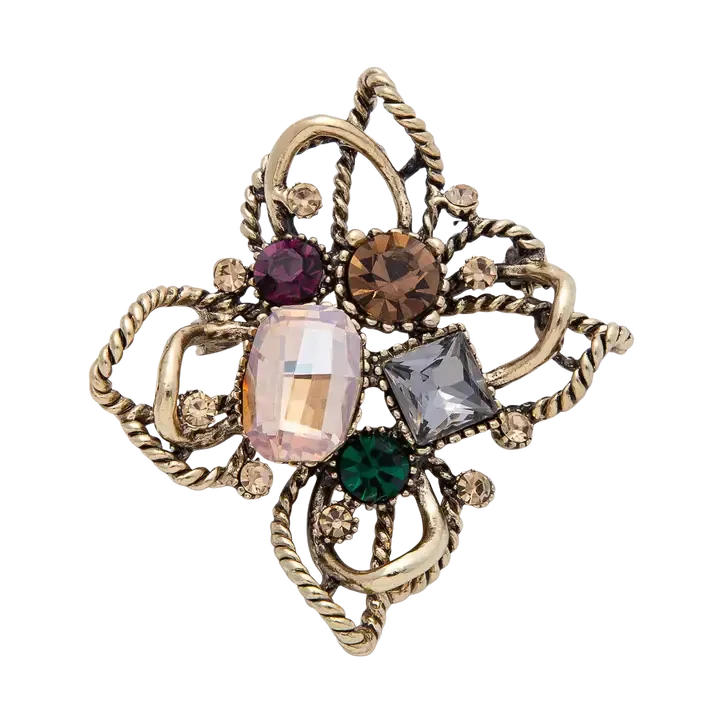Vintage GoldMulti Crystal Brooch