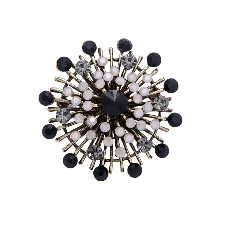 CZ Burst Brooch, Color: Black, Size: O/S