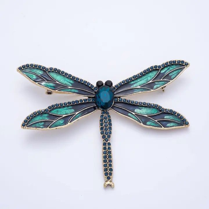 Dragonfly Hammered Brooch, Color: Gold, Size: O/S