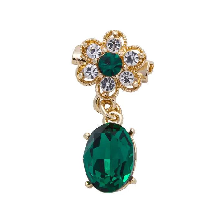 CZ Crystal Drop Flower, Color: Emerald, Size: O/S