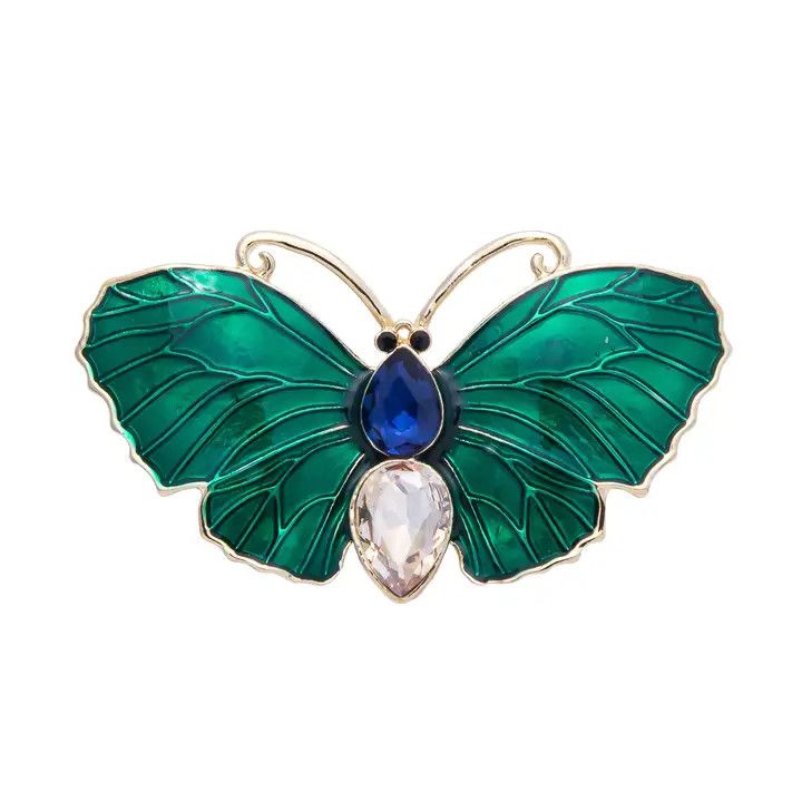 Emerald Butterfly Brooch, Color: Green, Size: O/S