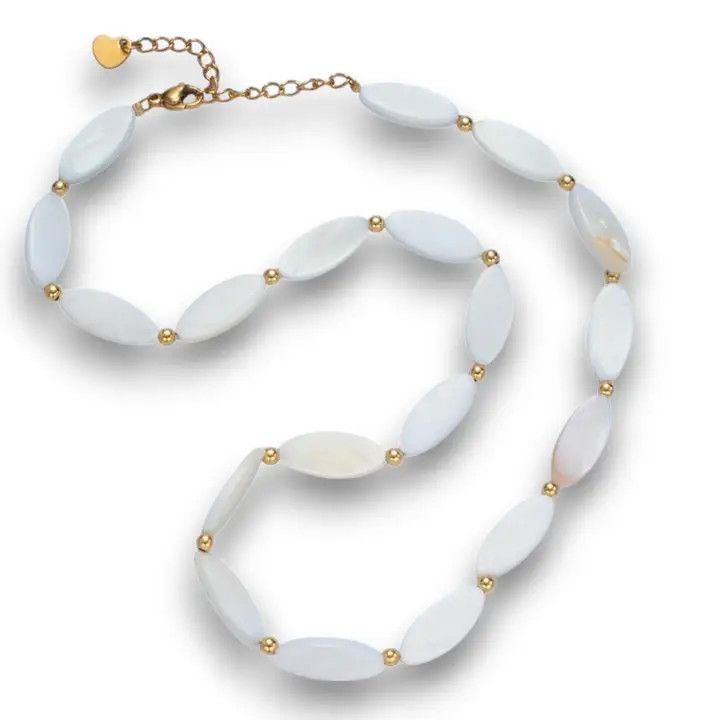 Jade Beaded Necklace, Color: White, Size: O/S
