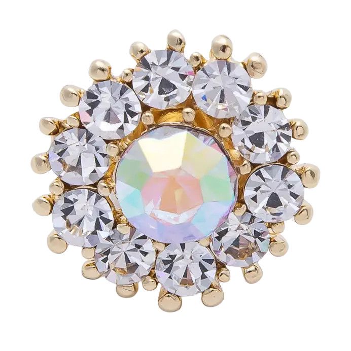 Rhinestone Round Brooch, Color: Gold, Size: O/S