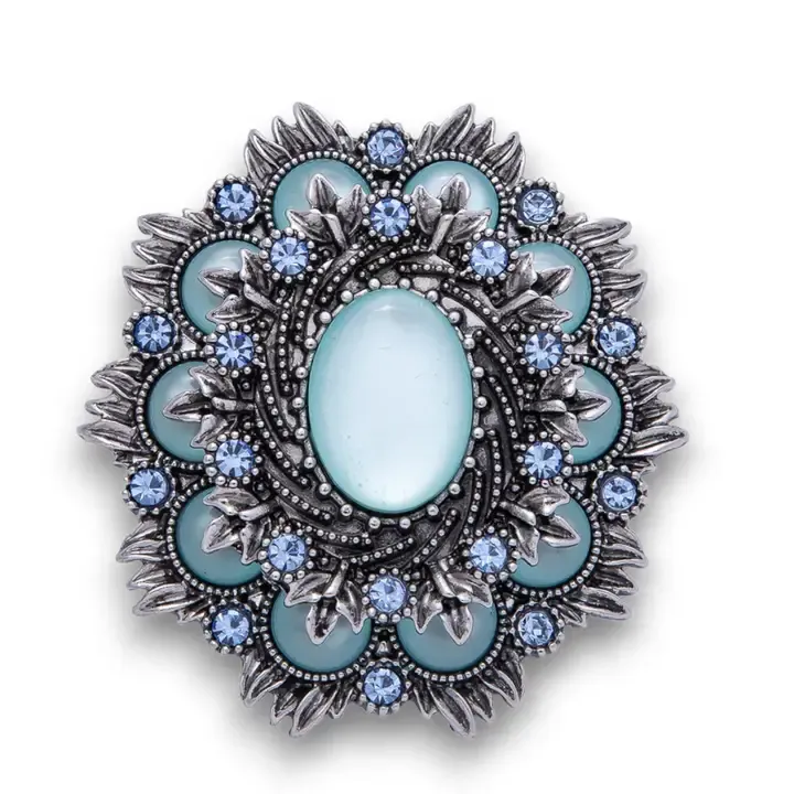 Aqua Blue Flower Brooch