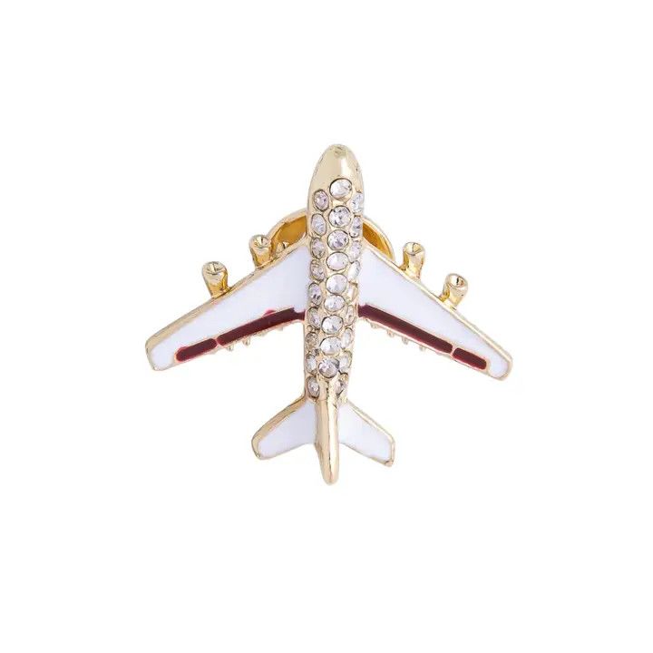 Plane Diamond Crystal Brooch, Color: Silver, Size: O/S