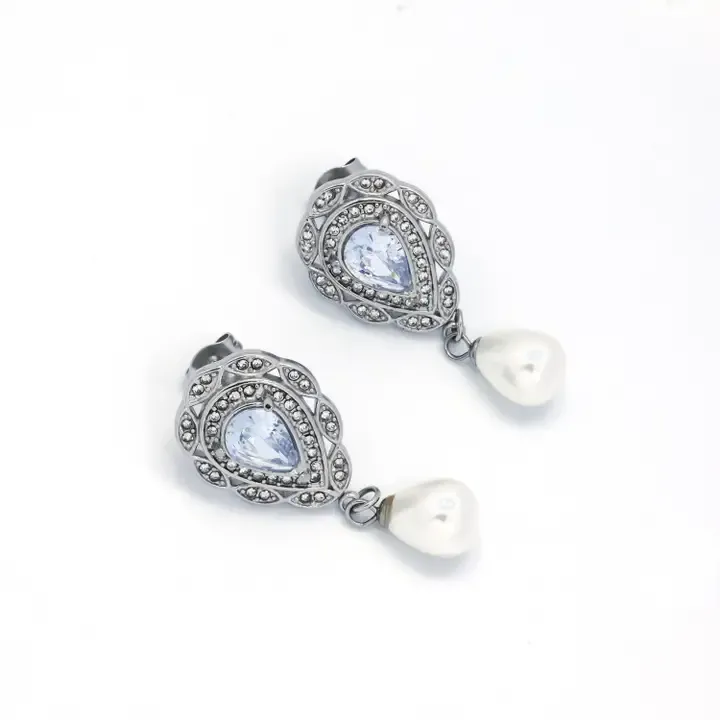 Pearl Pear Diamond Dangle
