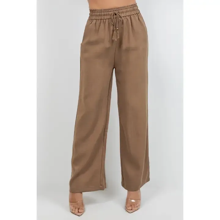 Linen Blend Elastic Waist