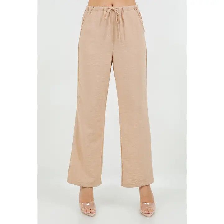 Wide Leg Relaxed Fit Pants, Color: Taupe, Size: Small