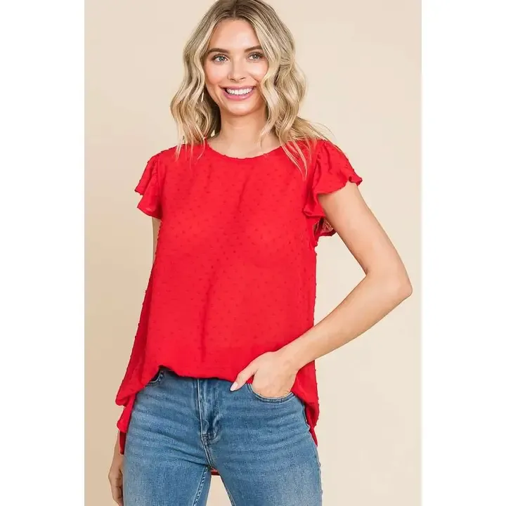 Ruffle Cap Sleeve Top