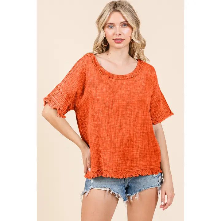 Scoop Neck Oversize, Color: Marmalade, Size: Small