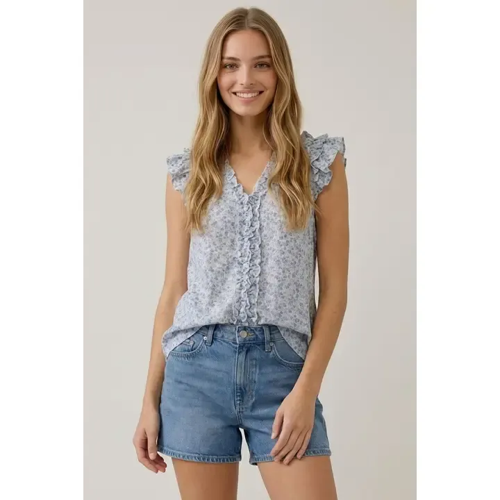 Printed V-Neck Blouse