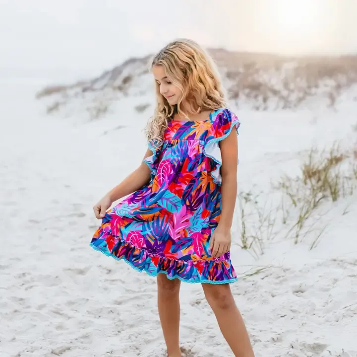 Tropical Ruffle Dress