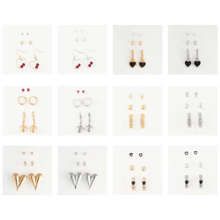 Trio Mina Heart Earrings, Color: Asst, Size: O/S