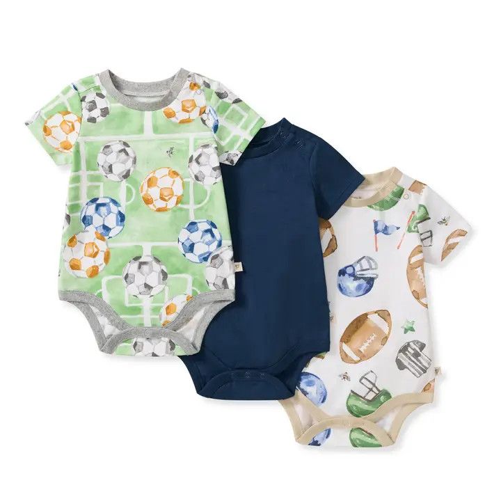 3 pack Soccer Bodysuit, Color: Multi, Size: 3-6 mon