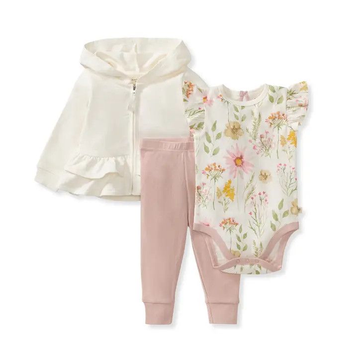 3 pc Wild Floral Set, Color: Egg Shell, Size: 6 mon