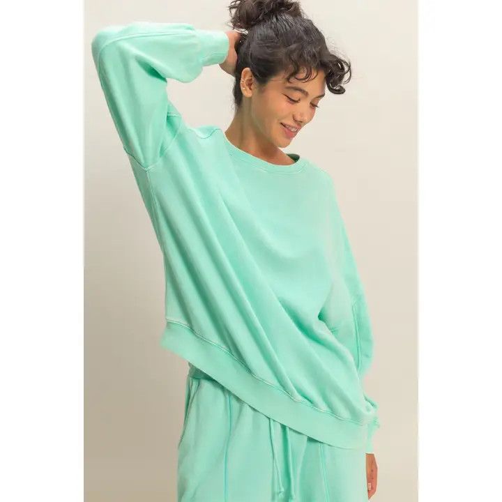 Acid Wash Sweat, Color: Mint, Size: Small
