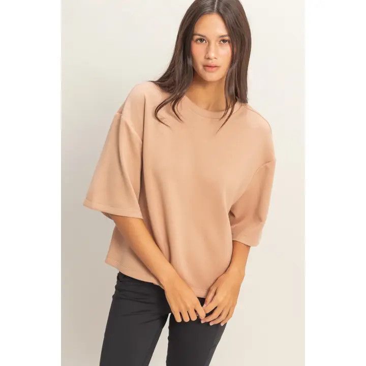 Scuba Boxy Top, Color: Taupe, Size: Small