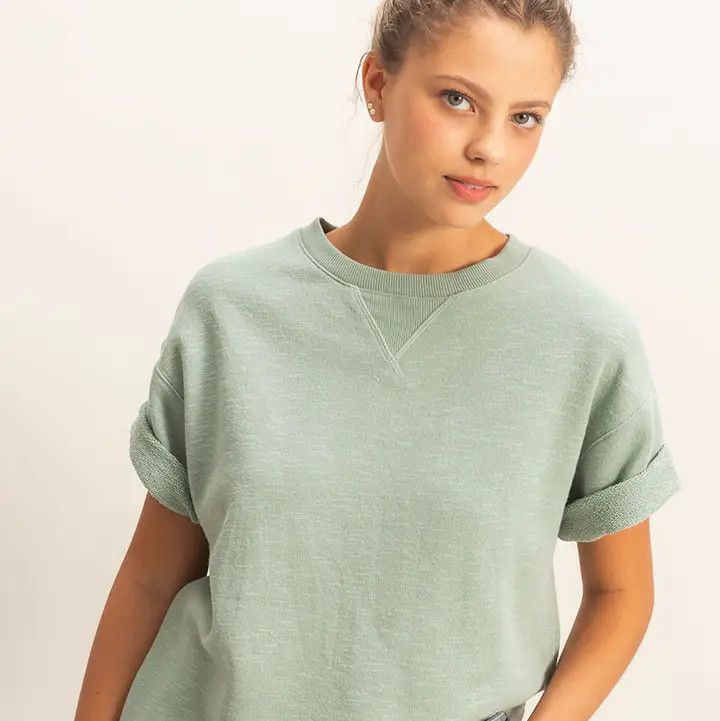Crew SS Top, Color: Sage, Size: Small