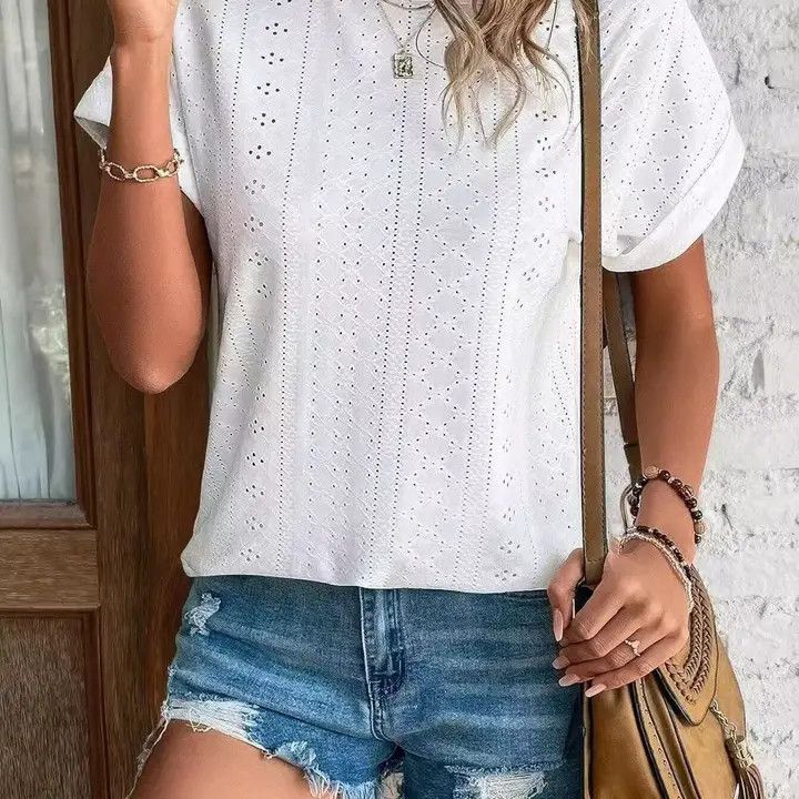 S/S Casual P/O, Color: White, Size: Small