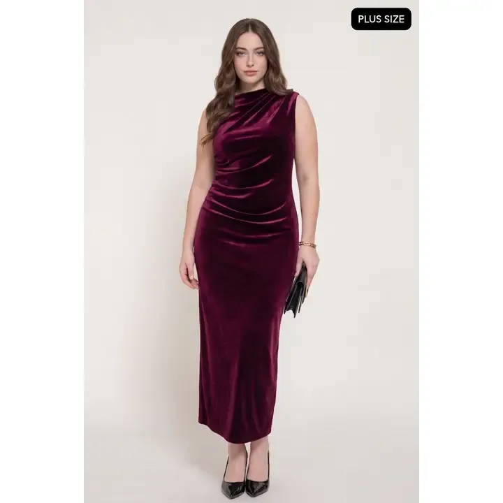 Slvs Ruched Velvet Dress
