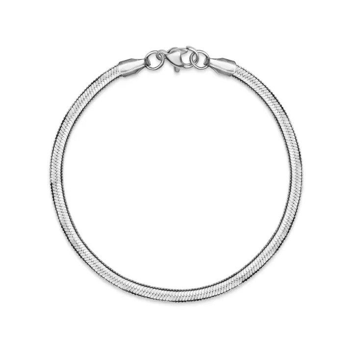 SS Herringbone Braclet, Color: Stainless Steel, Size: 7"